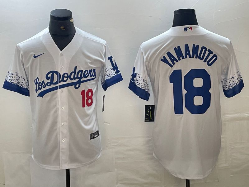 Men 2025 Los Angeles Dodgers #18 Yamamoto White City edition Nike MLB Jersey style 6237